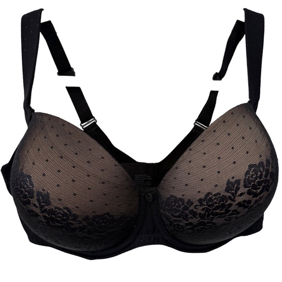 Soma Stunning Support Full Coverage Black Lace Polka Dot Bra 40DDD - Picture 1 of 5